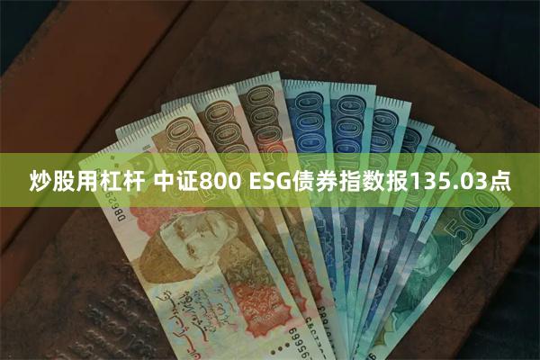 炒股用杠杆 中证800 ESG债券指数报135.03点