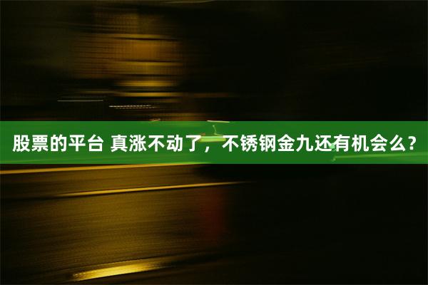 股票的平台 真涨不动了，不锈钢金九还有机会么？