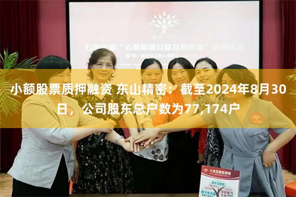 小额股票质押融资 东山精密：截至2024年8月30日，公司股东总户数为77,174户