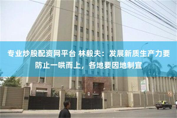 专业炒股配资网平台 林毅夫：发展新质生产力要防止一哄而上，各地要因地制宜